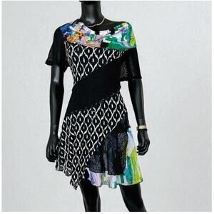 Faratelli Womens Artsy Tunic Top Size Extra Large Black Boho Mesh Fairy Grunge